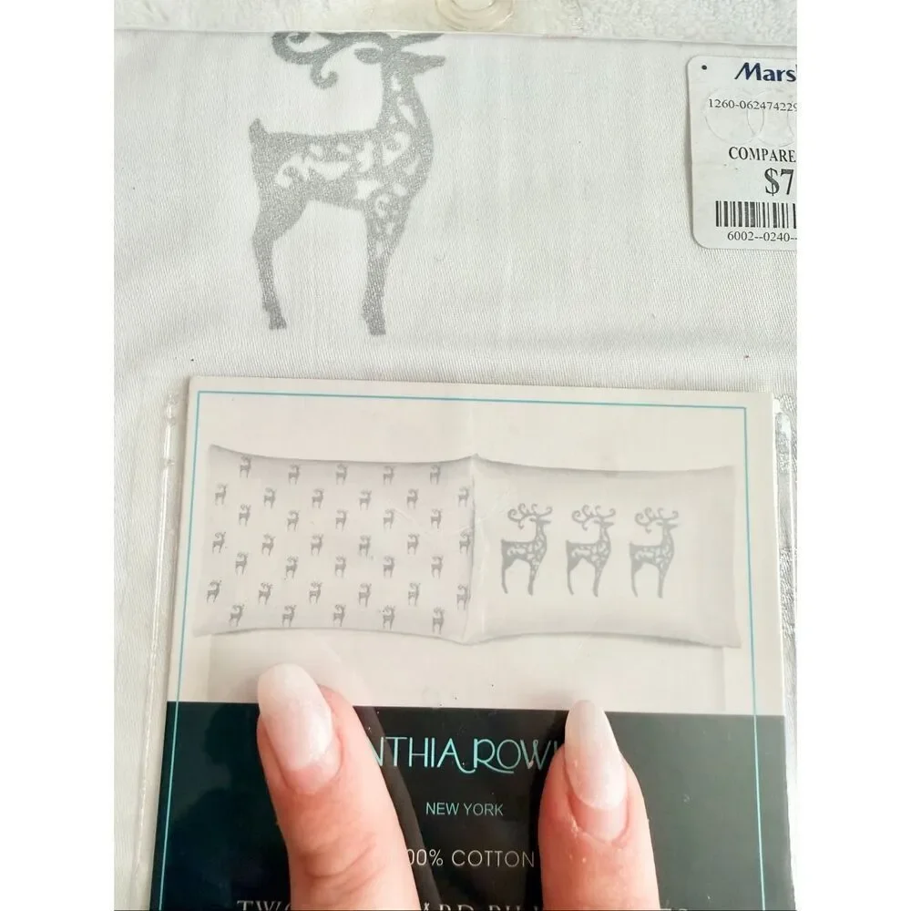 White and silver reindeer set of three pillowcases